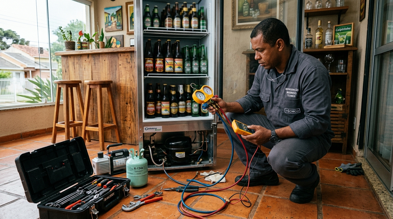 Técnico de conserto de cervejeira em residência em Curitiba‑PR