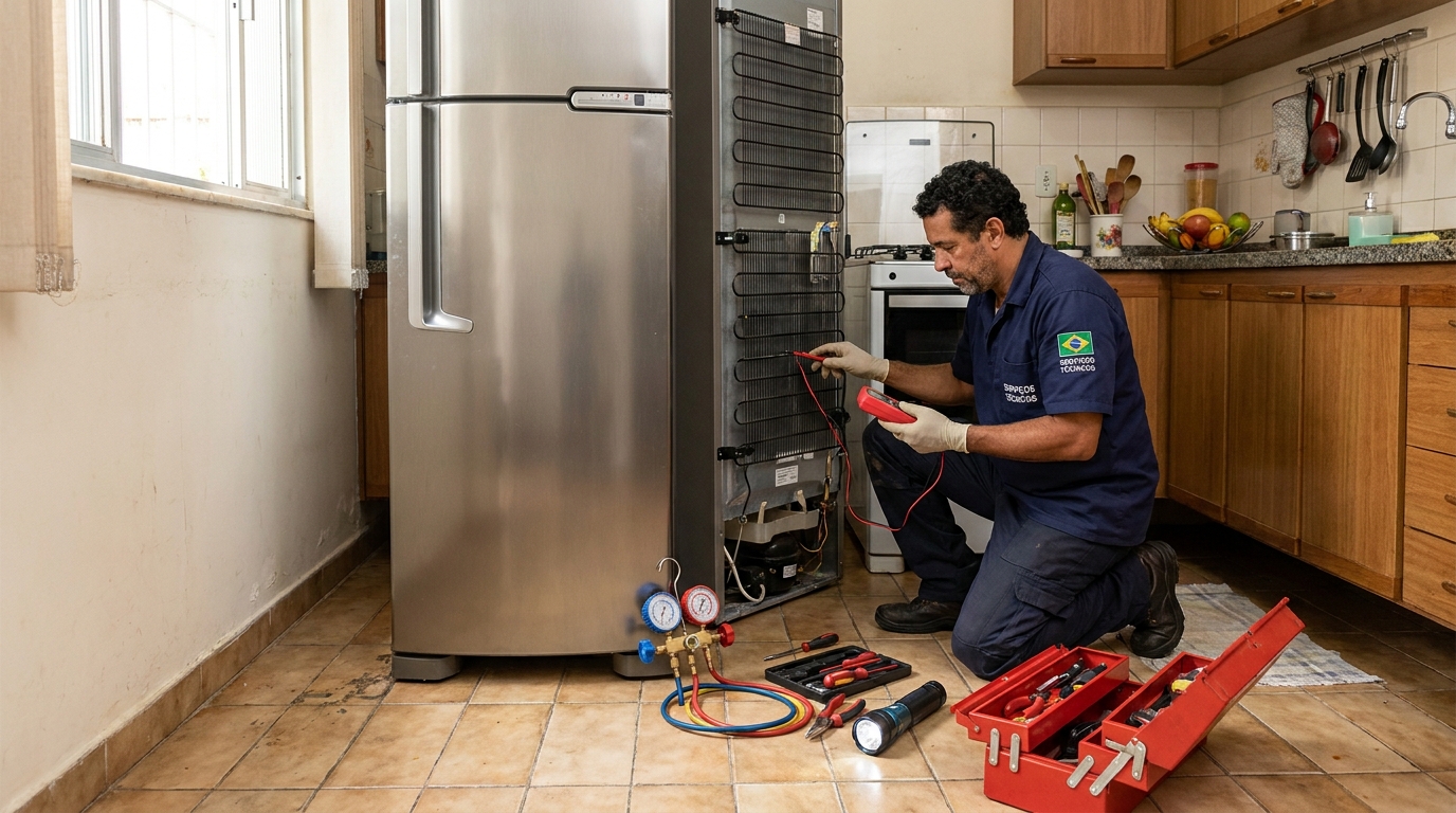 Técnico de conserto de geladeira em residência em Curitiba‑PR